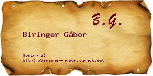 Biringer Gábor névjegykártya