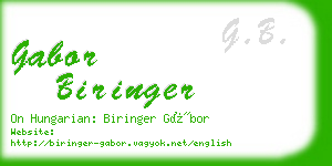 gabor biringer business card